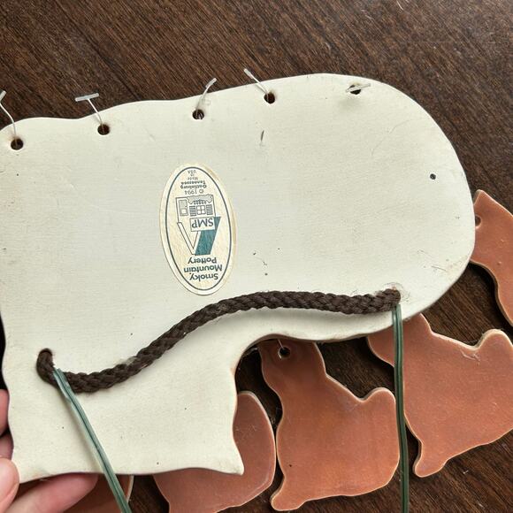 1994 Smoky Mountain Pottery Cat Lovers Wall Plaque wind chime Original Sticker - Picture 5 of 8